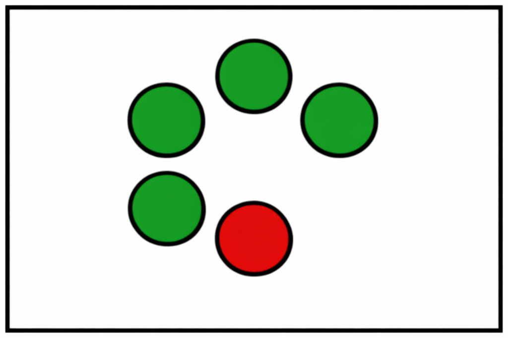 To illustrate five objects being four objects plus one more.